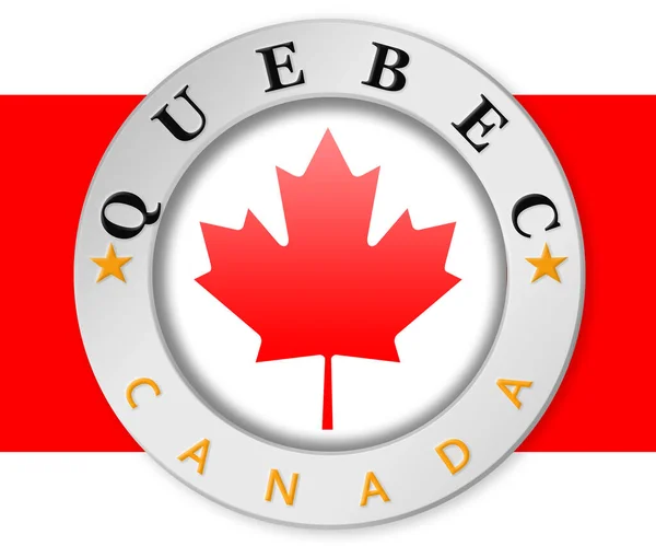 Quebec Kanada Bayraklı Gümüş Rozet Görüntüleme — Stok fotoğraf