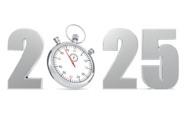 Yıl 2025, kronometre izole, 3D görüntüleme