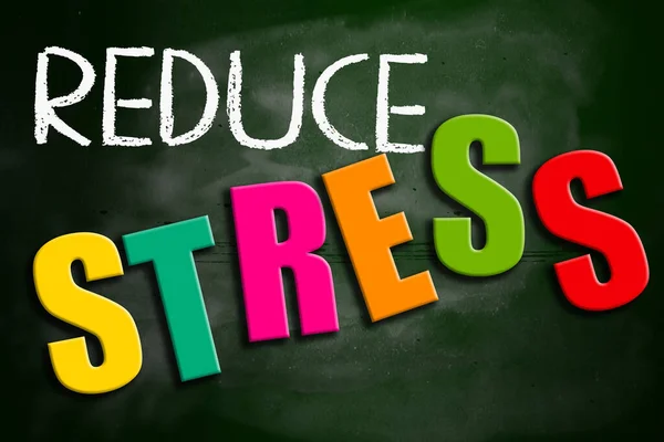 Verminder Stress Conceptuele Woorden Schoolbord Rendering — Stockfoto