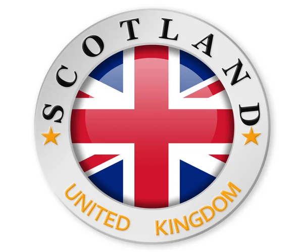 苏格兰和英国国旗银质徽章 3D渲染 — 图库照片