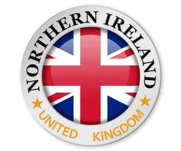 带有北爱尔兰和联合王国国旗的银徽 3D渲染 — 图库照片