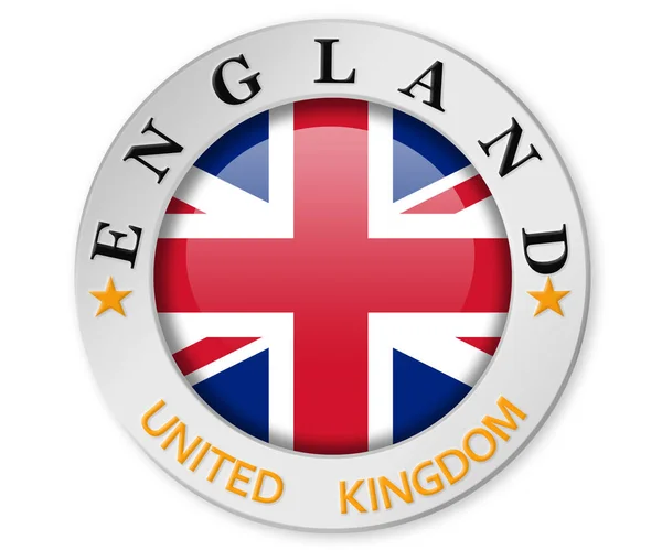 Silver Badge England United Kingdom Flag Rendering — Stock Photo, Image