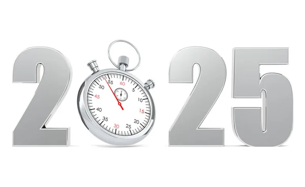Año 2025 Con Cronómetro Aislado Renderizado — Foto de Stock