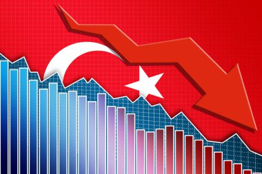 Türkiye ekonomisi ok ve bayrak ile çöküyor, 3D rendeleme