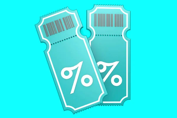 Blue Discount Coupon Barcode Rendering — Stock Photo, Image