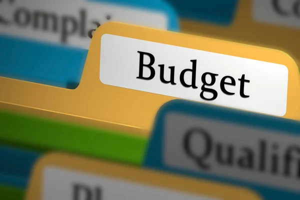 Λέξη Προϋπολογισμού Στην Καρτέλα Φακέλων Αρχείων Απόδοση — Φωτογραφία Αρχείου