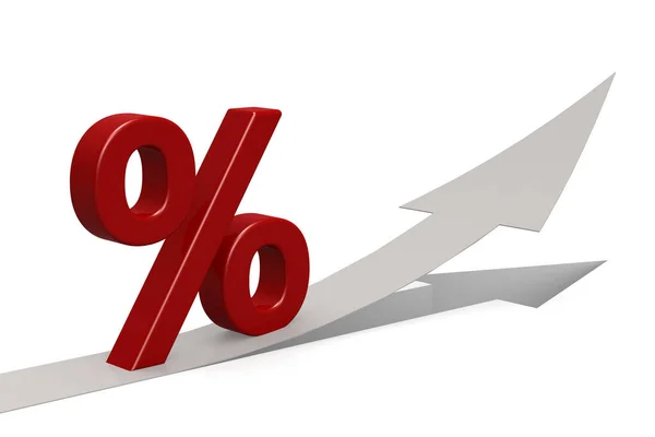 Red Arrow Percentage Sign Rendering — Stock Photo, Image