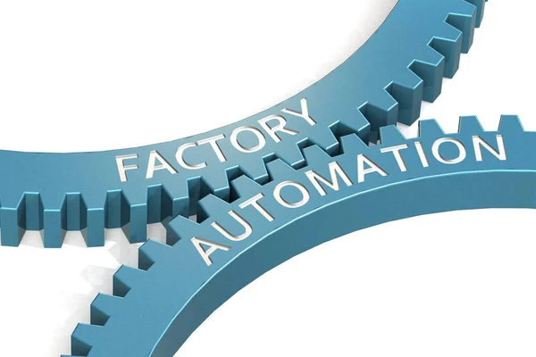 Factory Automation Blue Gear Rendering — Stock Photo, Image