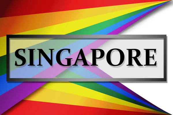 Cor Arco Íris Com Carta Singapura Representar Bandeira Lgbt Renderização — Fotografia de Stock