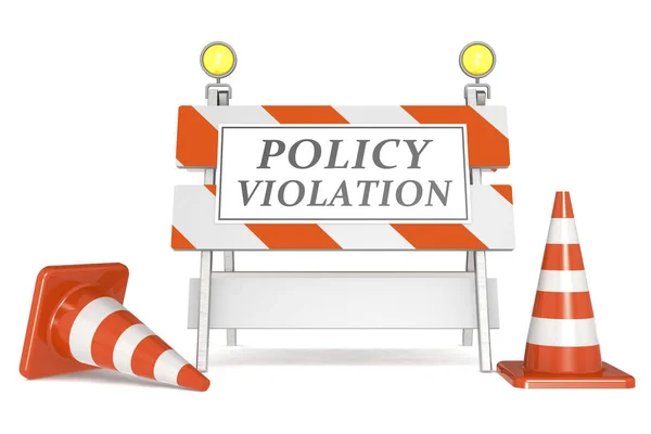 Policy Violation Sign Barricade Traffic Cones Rendering — Stock Photo, Image