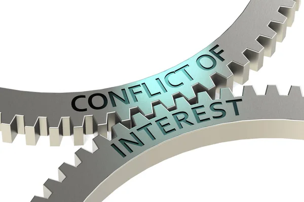 Conflict Interest Word Metal Gear Rendering — Stock Photo, Image