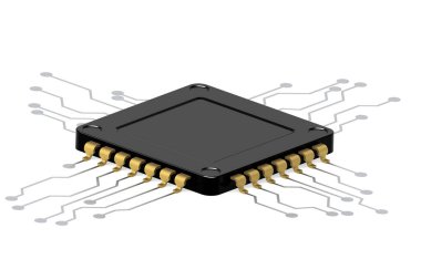 Black computer processor on white background, 3d rendering clipart