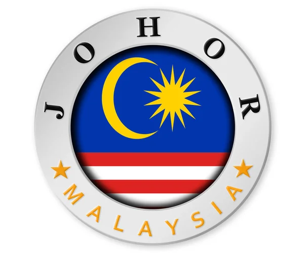 Üzerinde Johor Malezya Bayrağı Olan Gümüş Rozet Görüntüleme — Stok fotoğraf