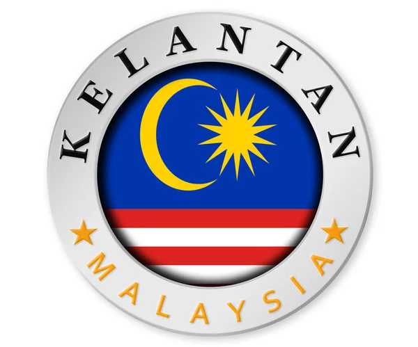 Silver Badge Kelantan Malaysia Flag Rendering — 스톡 사진