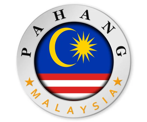 Badge Argento Con Pahang Bandiera Malesia Rendering — Foto Stock