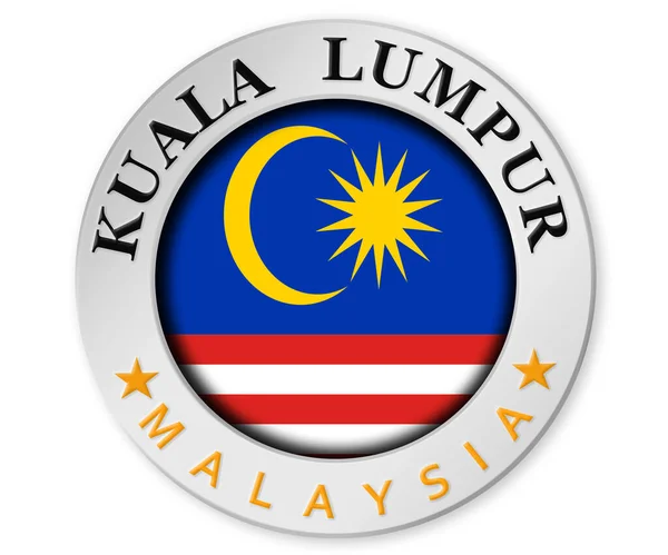 Distintivo Argento Con Bandiera Kuala Lumpur Malaysia Rendering — Foto Stock