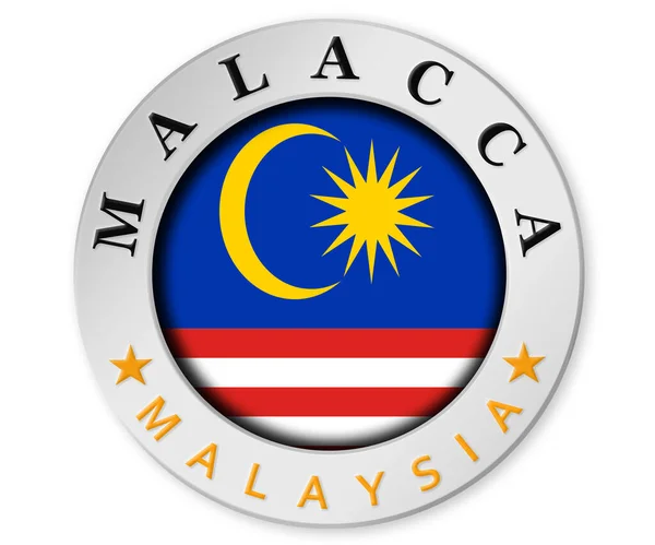 マラッカとマレーシアの旗の銀のバッジ 3Dレンダリング — ストック写真