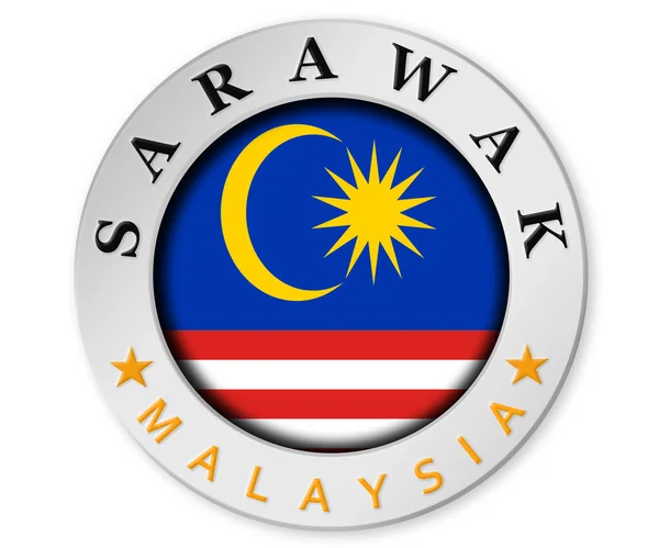 Üzerinde Sarawak Malezya Bayrağı Olan Gümüş Rozet — Stok fotoğraf