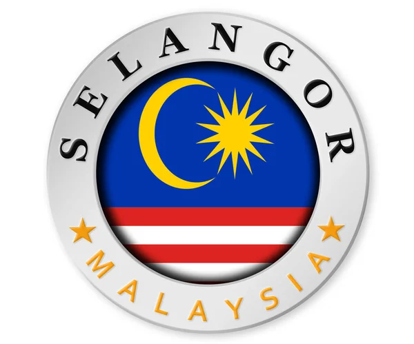 Badge Argenté Avec Drapeau Selangor Malaisie Rendu — Photo