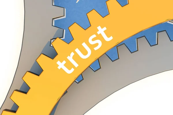 Trust Word Golden Gear Rendering — Stock Photo, Image