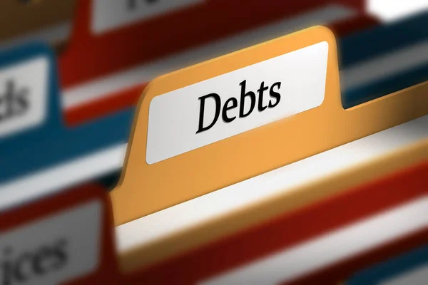 Debts Word File Folder Tab Rendering — Stock Photo, Image