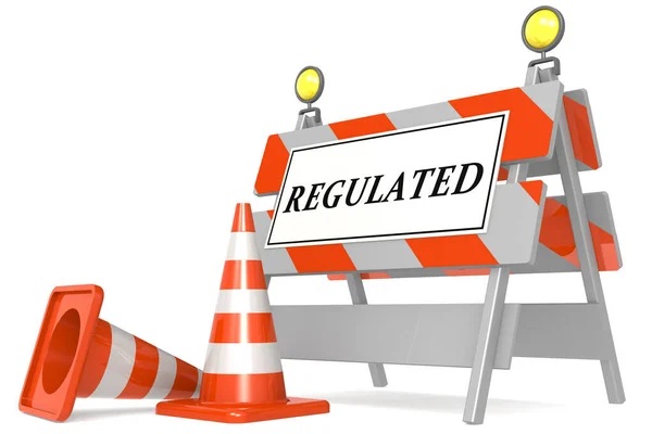 Regulated Sign Barricade Traffic Cones Rendering — Stock Photo, Image