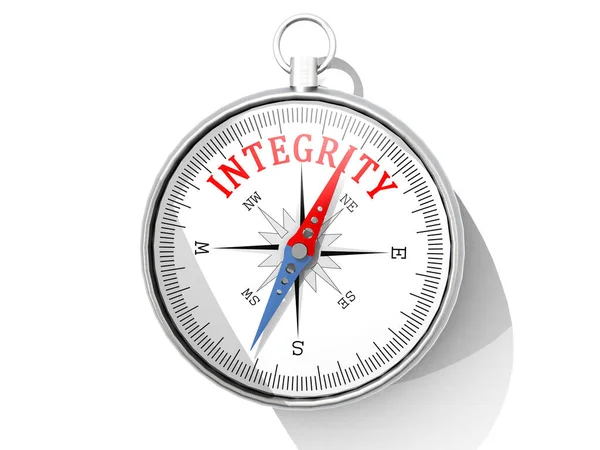 Integrity Word Printed Compass Isolated Rendering — Stock Photo, Image