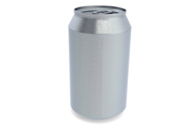 Alüminyum boş soda kutusu izole edildi, 3 boyutlu görüntüleme