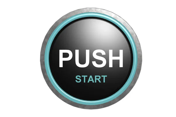 Pulse Para Iniciar Botón Negro Renderizado — Foto de Stock
