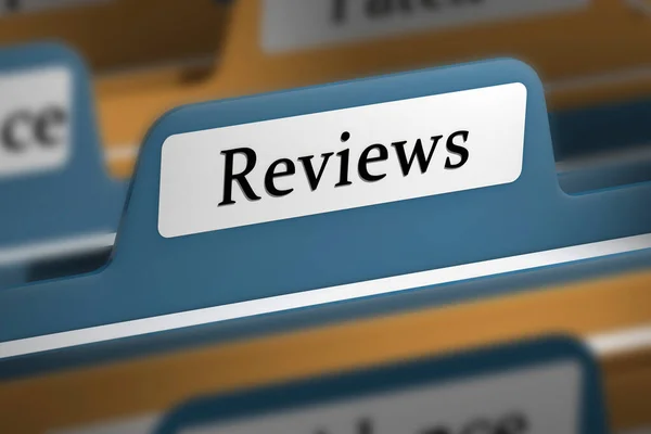 Reviews Word File Folder Tab Rendering — Stock Photo, Image