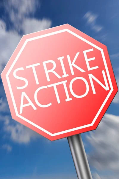 Red Road Sign Strike Action Word Rendering — Stock Photo, Image