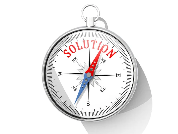 Solution Word Printed Compass Isolated Rendering — Stock Photo, Image