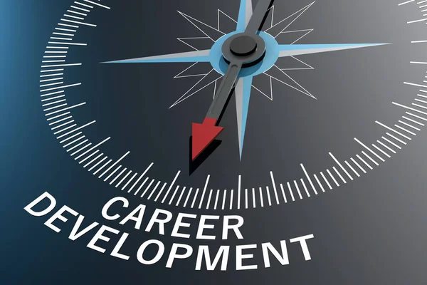 Compass Needle Pointing Career Development Word Rendering — Stock Photo, Image
