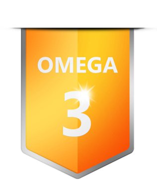 Turuncu arka planı olan Omega 3 kalkanı. Bedeni koru, sağlıklı kal. , 3D görüntüleme