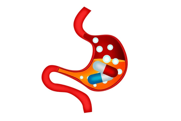 人間の胃の中の丸薬3Dレンダリング — ストック写真