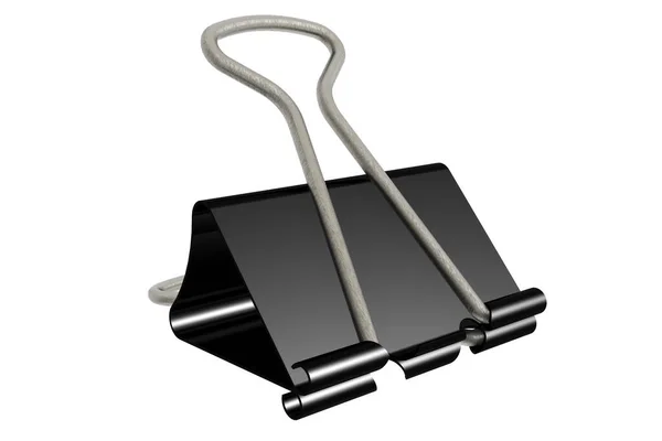 Black Binder Clip Close Isolated Rendering — Stock Photo, Image