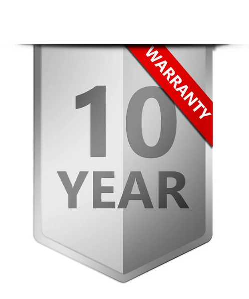Zehn Jahre Garantie Banner Mit Silbernem Schild Rendering — Stockfoto