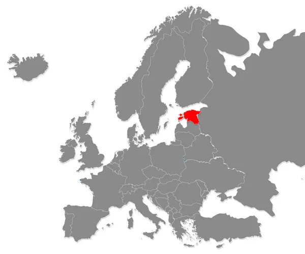 Mapa Estonia Resaltado Con Rojo Europa Mapa Renderizado — Foto de Stock