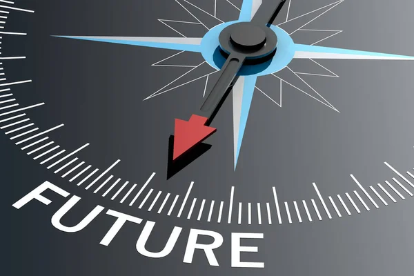 Compass Needle Pointing Future Word Rendering — Stock Photo, Image