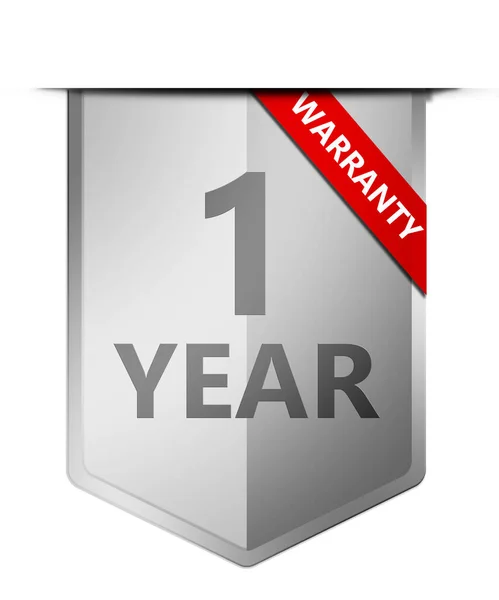 Ein Jahr Garantie Banner Mit Silbernem Schild Rendering — Stockfoto
