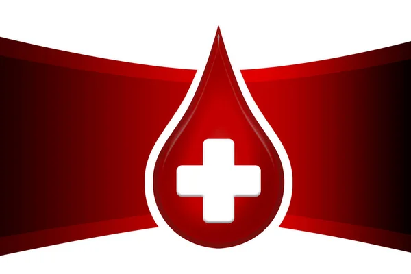 Goccia Sangue Con Croce Bianca Rendering — Foto Stock