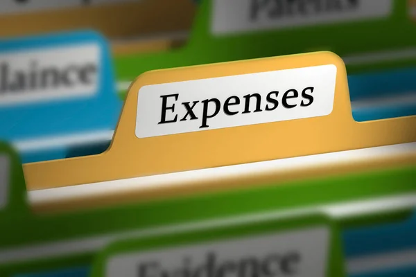 Expenses Word File Folder Tab Rendering — 스톡 사진