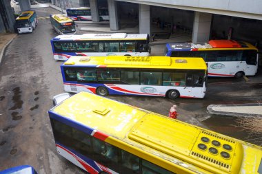 Johor Bahru, Malezya... 15 Ocak 2023, JB Sentral otobüs durağı. JB Sentral JB 'de bir entegre ulaşım merkezidir..