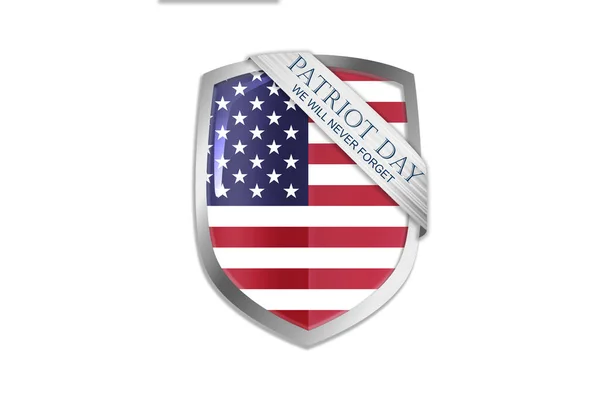 Patriot Dag Sköld Banner Med Amerikansk Flagga Rendering — Stockfoto