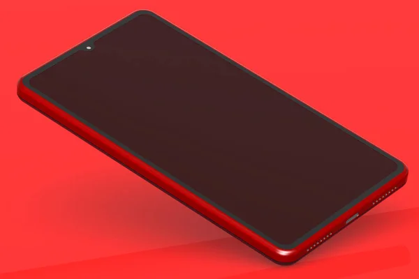 Czerwony Smartfon Makieta Izolowany Renderowanie — Zdjęcie stockowe