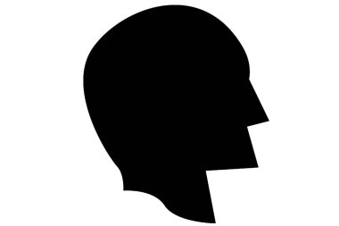 İnsan kafası silueti simgesi siyah, üç boyutlu görüntüleme