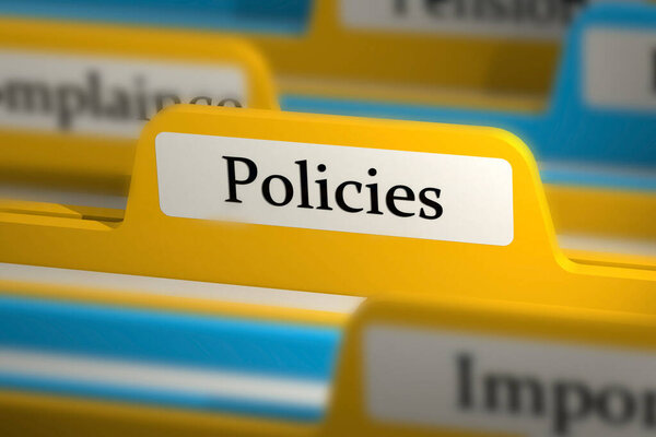 File folder with policies tab, 3d rendering