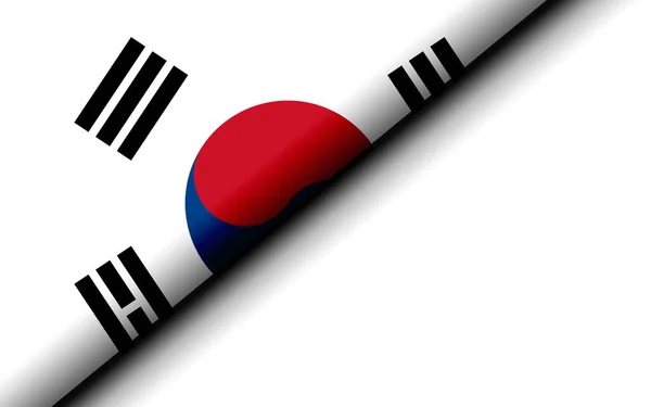 Sydkorea Flagga Vikta Mitten Rendering — Stockfoto