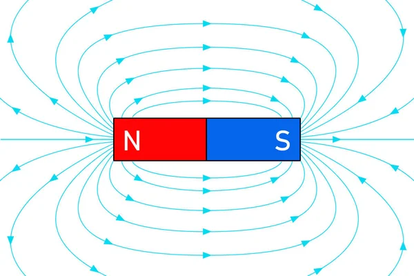 Γραμμές Μαγνητικού Πεδίου Γύρω Από Ένα Μαγνήτη Ράβδων Απόδοση — Φωτογραφία Αρχείου