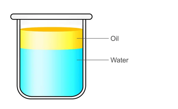 Vaso Precipitados Transparente Con Agua Aceite Renderizado — Foto de Stock